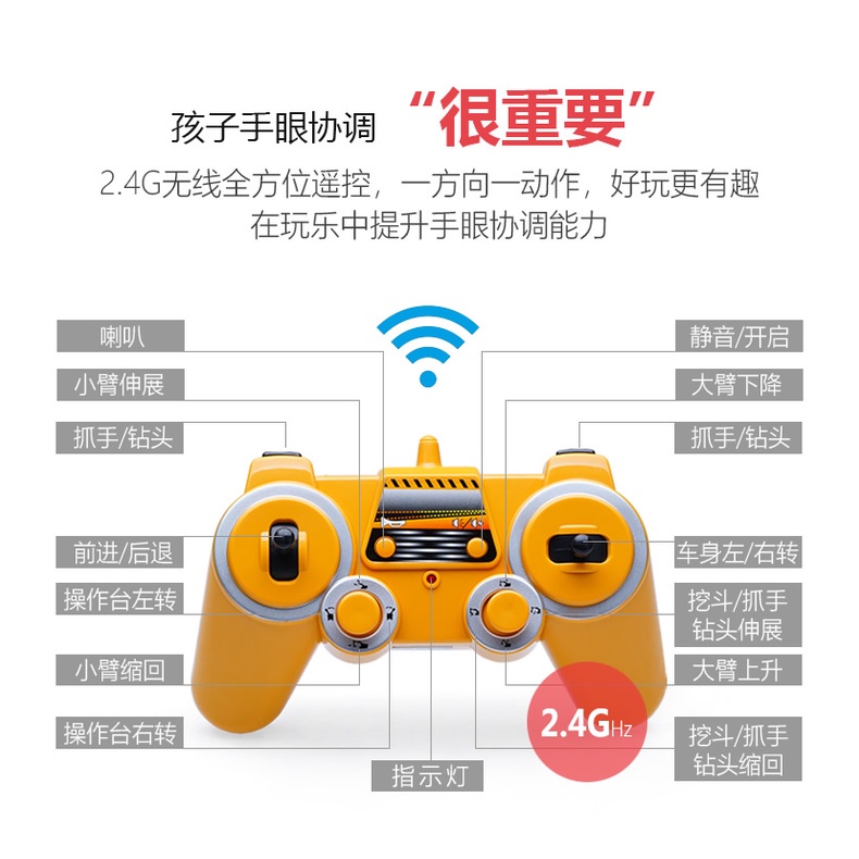 Bộ Đồ Chơi Máy Xúc Điều Khiển Từ Xa E568 1:16 3 Trong 1