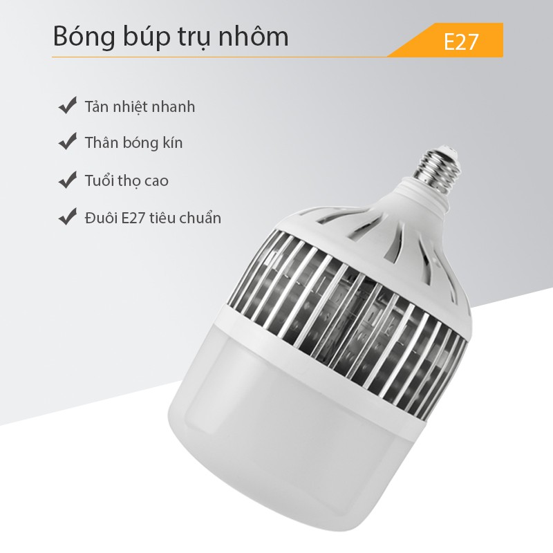 Bóng đèn led búp trụ Cát Thái công suất 50W 100W 150W tiết kiệm điện năng đuôi E27 bầu bóng chất liệu PC tản nhiệt nhanh