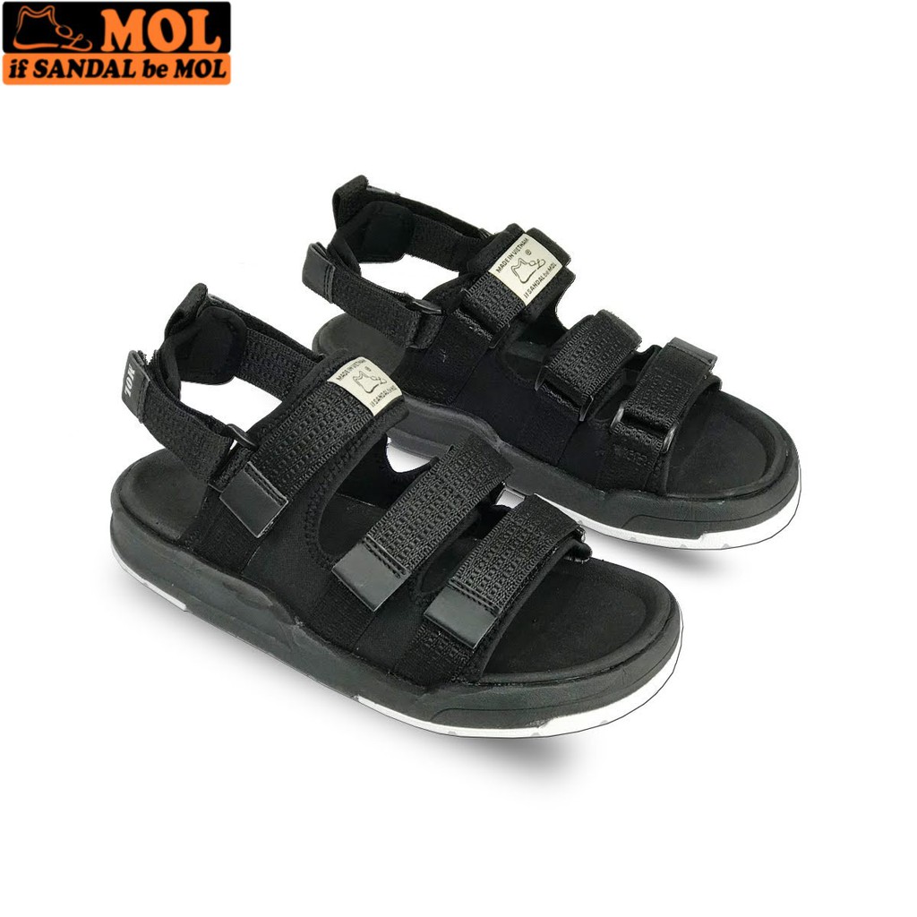 Giày sandal unisex nam nữ 3 quai ngang vải dù có quai hậu tháo rời hiệu MOL mang đi học du lịch MS1802R