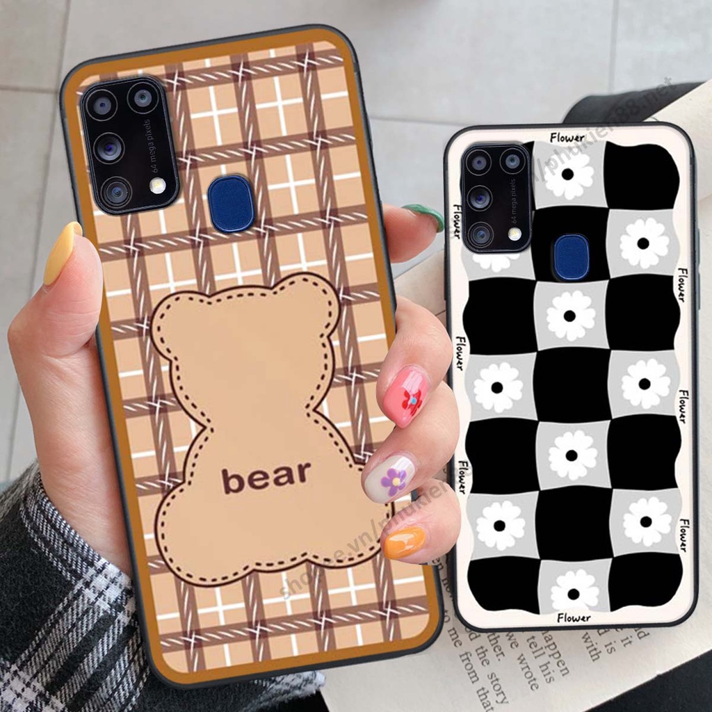Ốp lưng Samsung M31 ốp điện thoại LineBear, bé tóc xù, hoa siêu đẹp