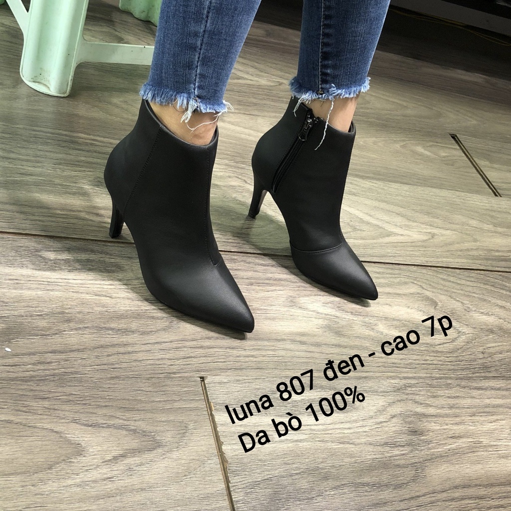 Giày Bốt Nữ Boot LUNASHOES(807) Da bò 100% Gót nhọn 5 Phân BẢO HÀNH 2 NĂM