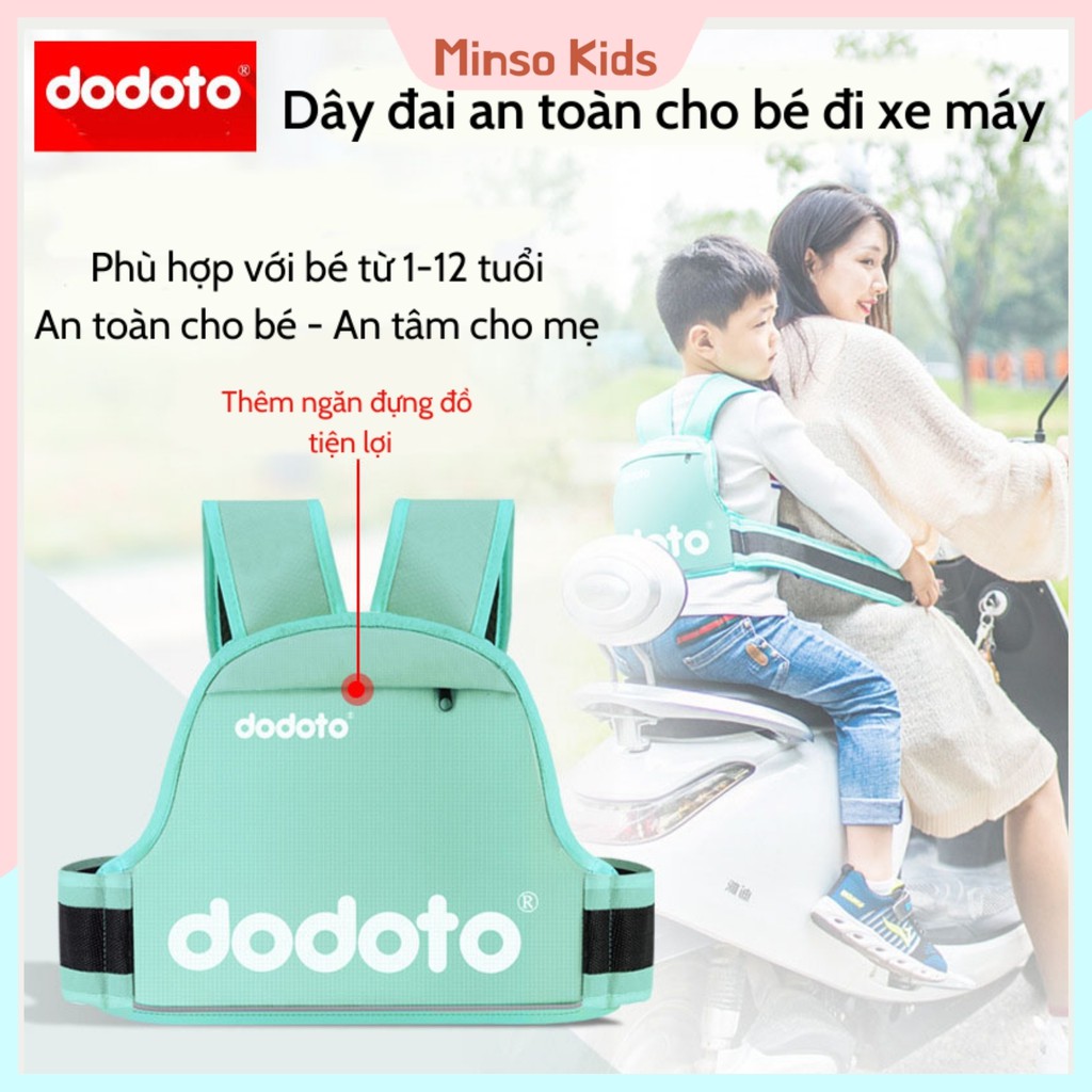 Đai đi xe máy cho bé Dodoto phù hợp cho trẻ từ 1 - 10 tuổi - Minso Kids