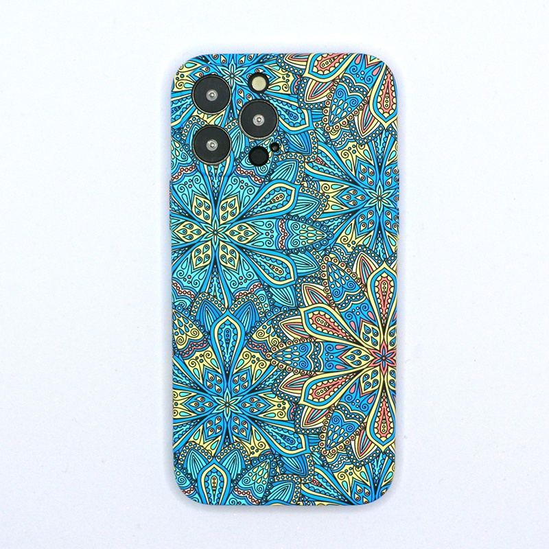 Ốp Điện Thoại Silicon Mềm Dập Nổi Họa Tiết Mandala Màu Xanh Dương Sáng Tạo Kiểu Trung Hoa iPhone13Promax 12 11 xs xr