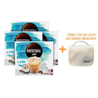  Cà phê hòa tan NESCAFÉ® Latte VỊ DỪA - COMBO 4 hộp x 10 gói x 20g