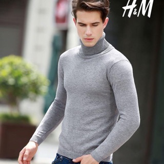 Áo len nam cổ lọ màu trắng