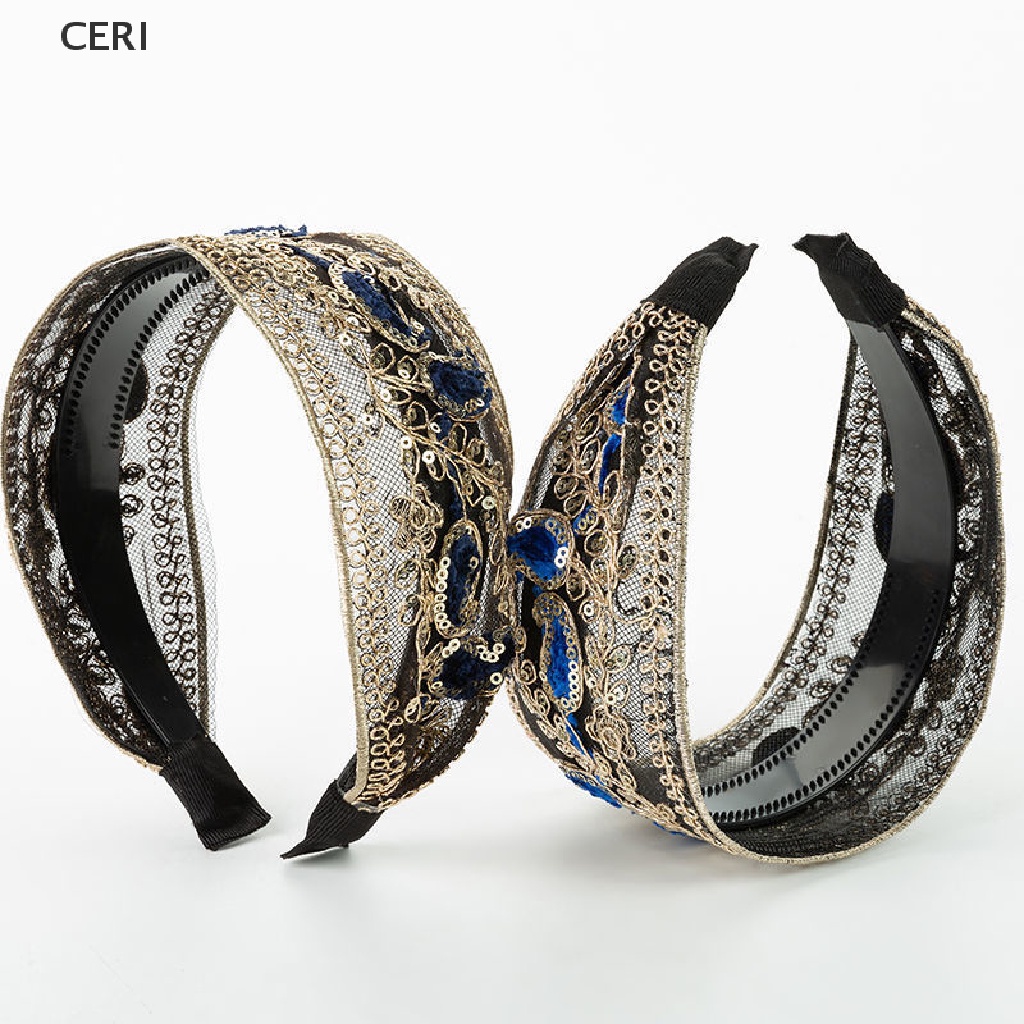 1 Băng Đô Cài Tóc Đính Hoa Ren Bản Rộng Thời Trang Cho Nữ