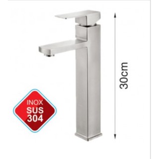 Vòi Lavabo  vuông nóng lạnh inox  304 cao 30cm