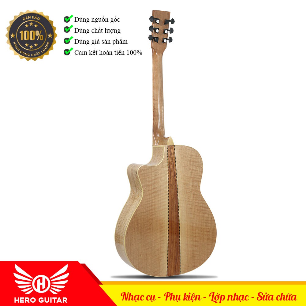Guitar acoustic LN3 (tặng FULL phụ kiện)- Đàn gỗ còng cườm nguyên tấm,màu gỗ đẹp, âm thanh sáng- Hero Guitar Đà Nẵng