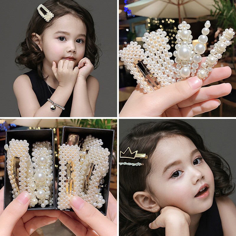 Kẹp Tóc Đính Ngọc Trai Trắng Phong Cách Cổ Điển Thanh Lịch Cho Nữ