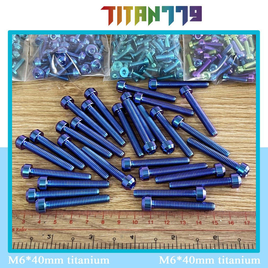 (23) Ốc Titan Gr5 XỊN 6ly 6ly40 6li40 6li4 đầu trụ, đầu SALAYA bắt két nước xe tay ga, bắt gù, gắn lốc máy Exiter Winer