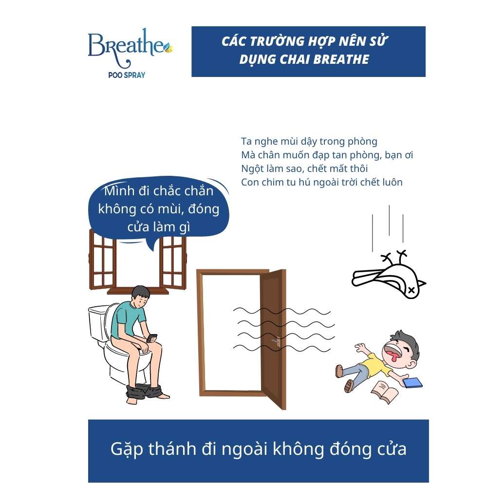 XỊt thơm ngăn mùi Breathe giúp đi ngoài thơm hơn đi tắm  30ml
