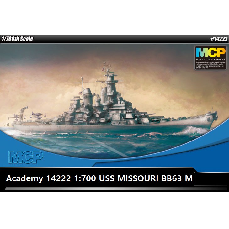 [Academy] #14222 1/700 Scale USS Missouri BB63 M Assembly Boat Kit Plastic Model (Multi Color Parts : Pre-painted)
