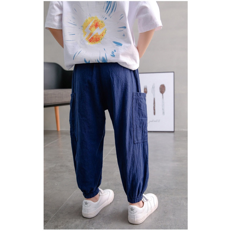 Quần Dài Chống Muỗi Vải Cotton Lanh Mỏng Thời Trang Mùa Hè Mới 2023 Cho Bé Trai