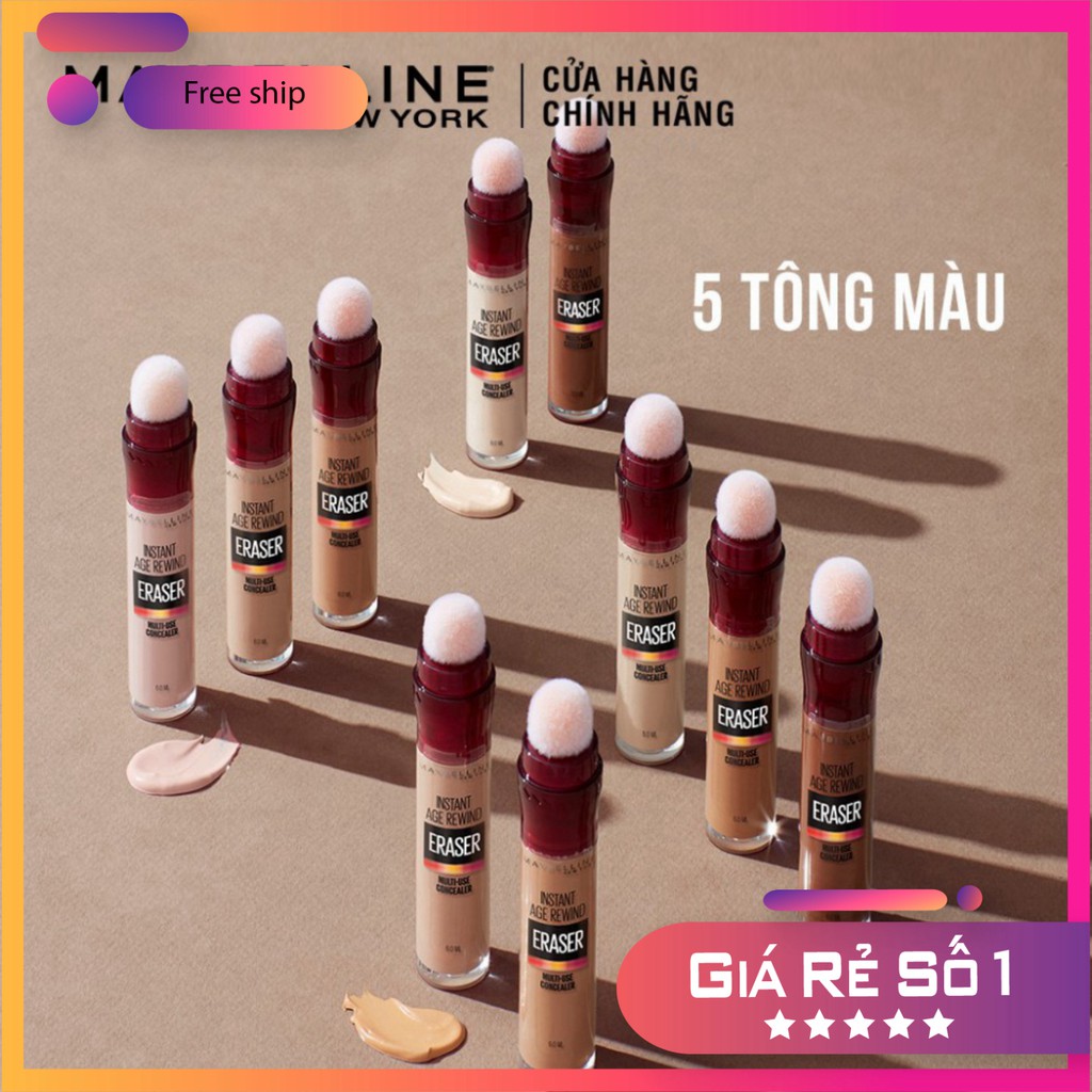 Bút Cushion Che Khuyết Điểm Giảm Quầng Thâm Thần Thánh Maybelline Instant Age Rewind 6ml Hàng Chính Hãng