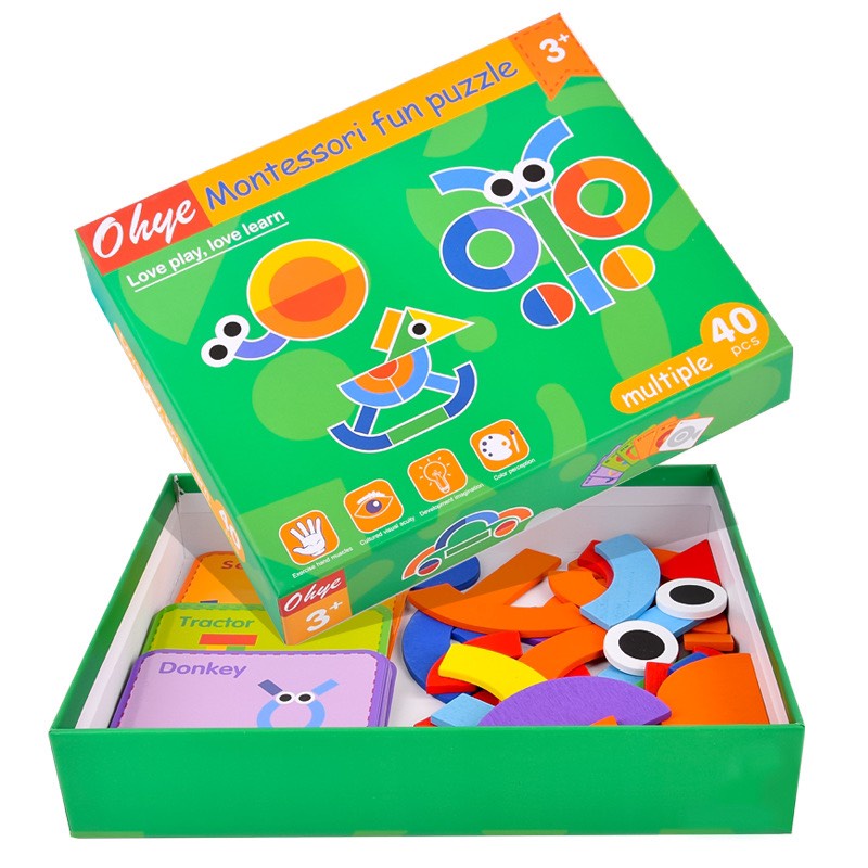 BỘ ĐỒ CHƠI GHÉP HÌNH GỖ MONTESSOR FUN PUZZLE ĐỒ CHƠI XẾP HÌNH CON VẬT NGỘ NGHĨNH  BỘ GHÉP HÌNH TƯ DUY THEO THẺ MONTESSOR