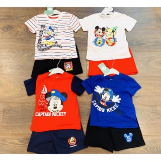 Đồ bộ bé trai, bộ cộc tay chất áo thun cotton in họa tiết Micky siêu đẹp, quần da cá cao cấp, size từ 13kg đến 27kg