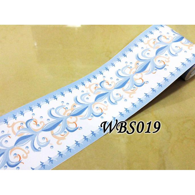 Miếng Dán Trang Trí Viền Tường Wbs019- White Blue Vector 10 cm 10m X 10cm