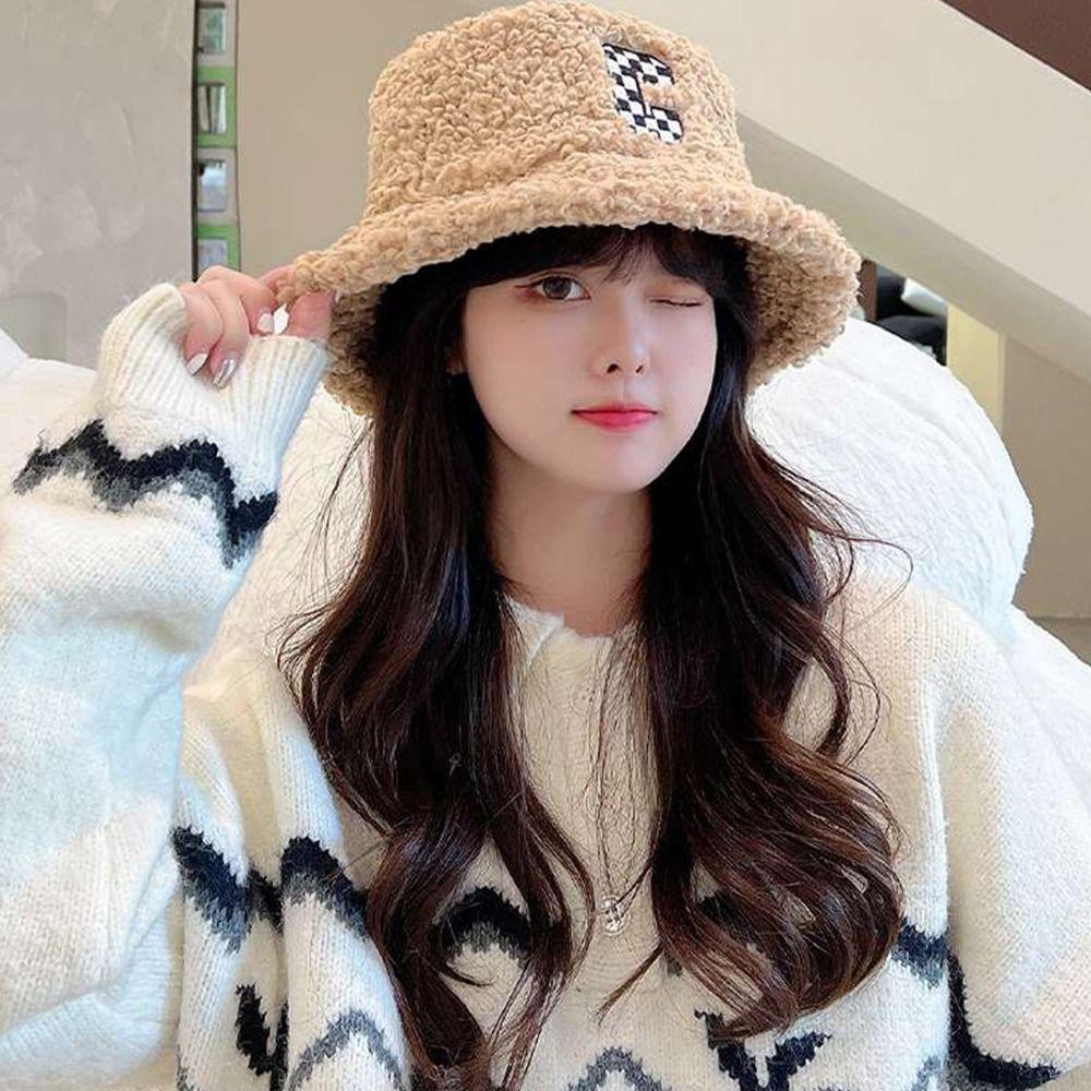 Nón Tai Bèo Len Cừu Mềm Thêu Chữ C Chống Gió Thời Trang Xu Hướng VANES1 Cho Bé Gái