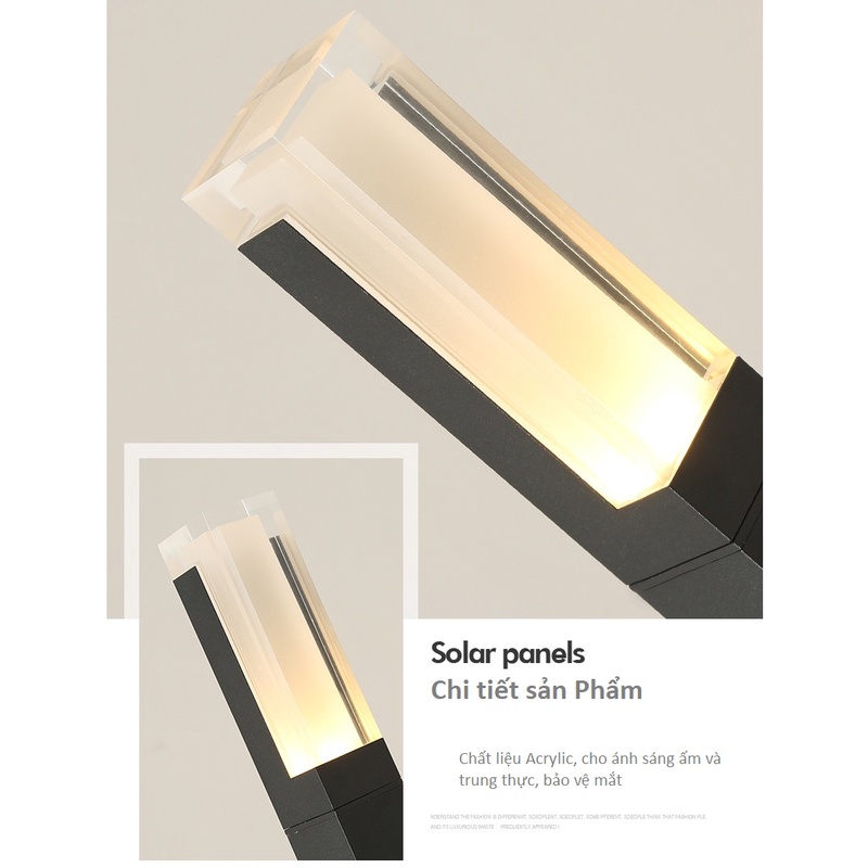 Đèn sân vườn vuông đầu pha lê đẹp giá rẻ chiếu sáng lối đi biệt thự, công viên dùng điện 220v bảo hành 1 năm