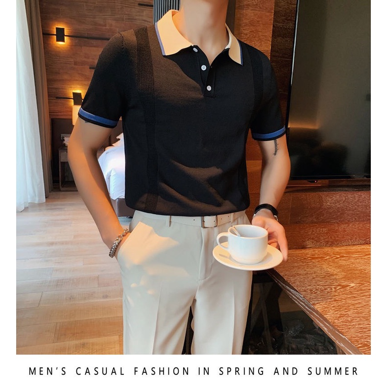 Áo polo nam len mongtoghi hàn quốc mềm mịn thoáng mát ABABA - ABA-POLOLEN