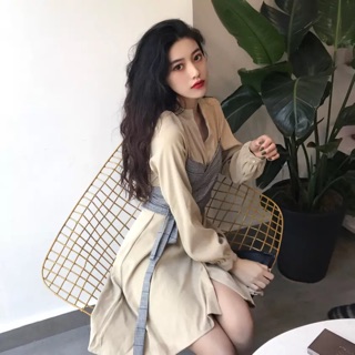 ODER Váy đen hai mảnh kẻ sọc