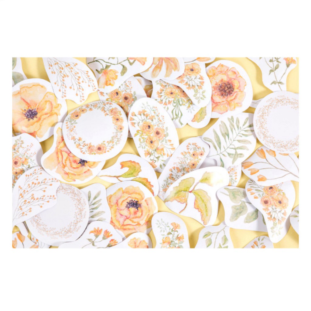 Hộp 46 Miếng dán Sticker trang trí nhật ký chủ đề Vườn Hoa Mùa Thu Box Sticker ST466