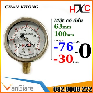 [Chân đứng] Đồng hồ áp suất chân không -76cmHg / -30inHg HXC