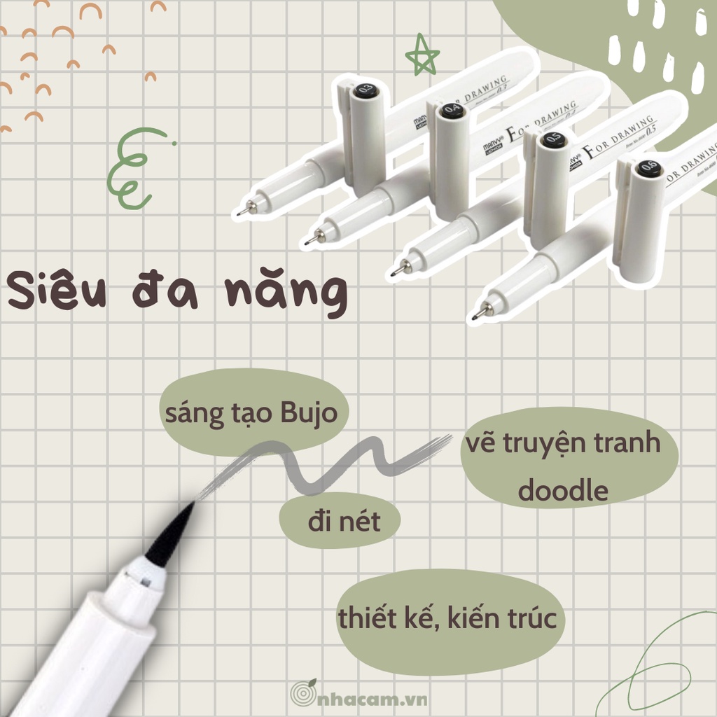 Bút Line Mực Đen Nâu Marvy 4600 Nhà Cam