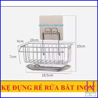 Kệ inox để đồ rửa chén bát dán tường có khay hứng nước cao cấp { H }