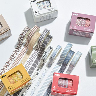 Set 5 cuộn băng keo trang trí washi tape