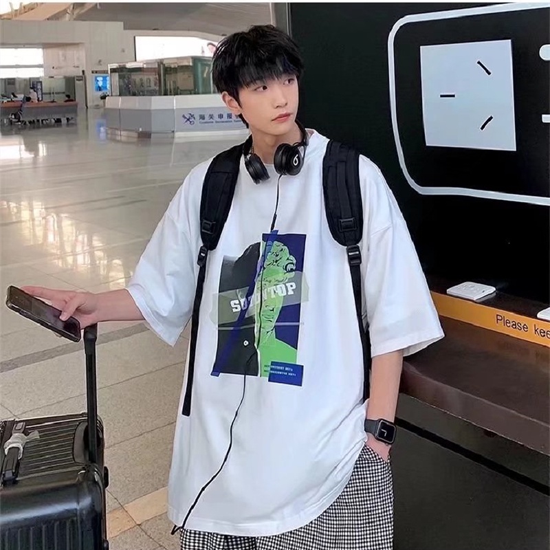 Áo Thun Dáng Rộng In Chữ Phong Cách Nhật Bản Thời Trang Mùa Hè Cho Nam Cỡ M-8XL