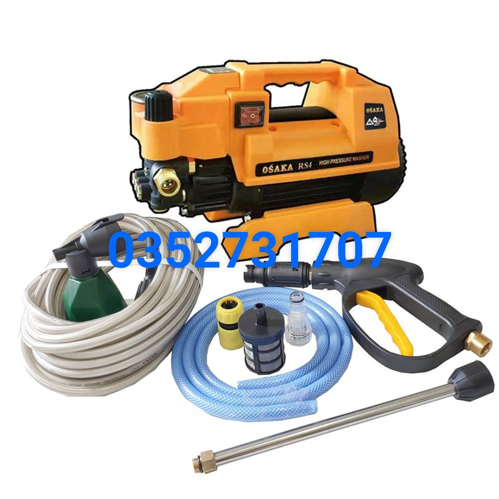 MÁY RỬA XE CHỈNH ÁP OSAKA RS4  CÔNG XUẤT 2800W - DÂY XỊT 15M - BẢO HÀNH 12 THÁNG - CAM KẾT MOTO ĐỒNG 100% .