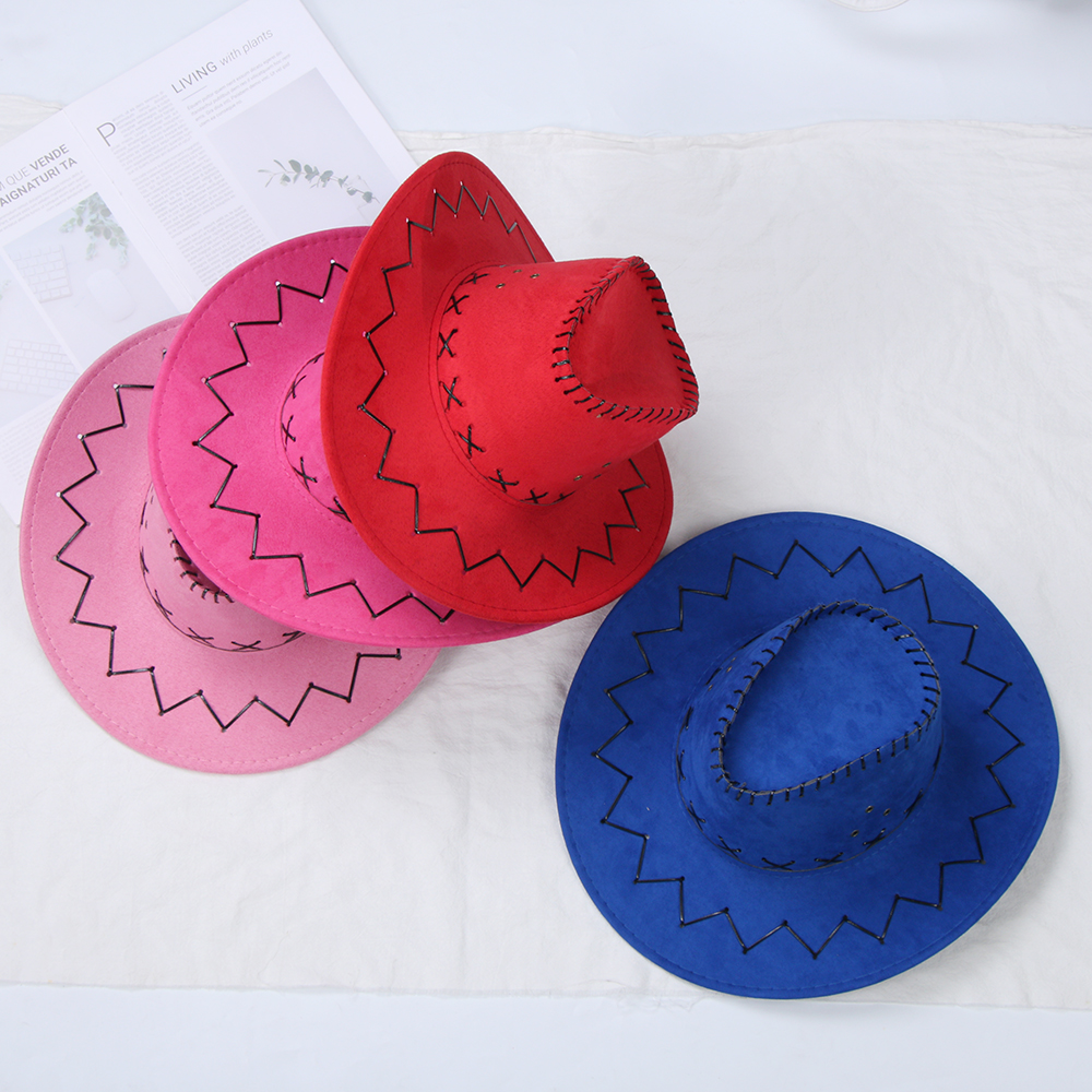 Nón Cao Bồi Panama Bằng Da Lộn Nhiều Màu Sắc Phong Cách Panama Phương Tây Thời Trang Unisex