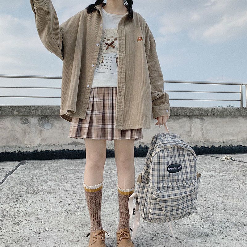 Áo Sơ Mi Oversize Màu Nâu Be Chất Nhung Tăm