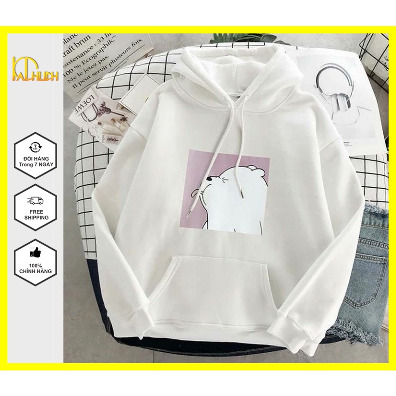 Áo hoodie nam nữ in hình gấu le lưỡi,vải nỉ mềm mịn nón 2 lớp