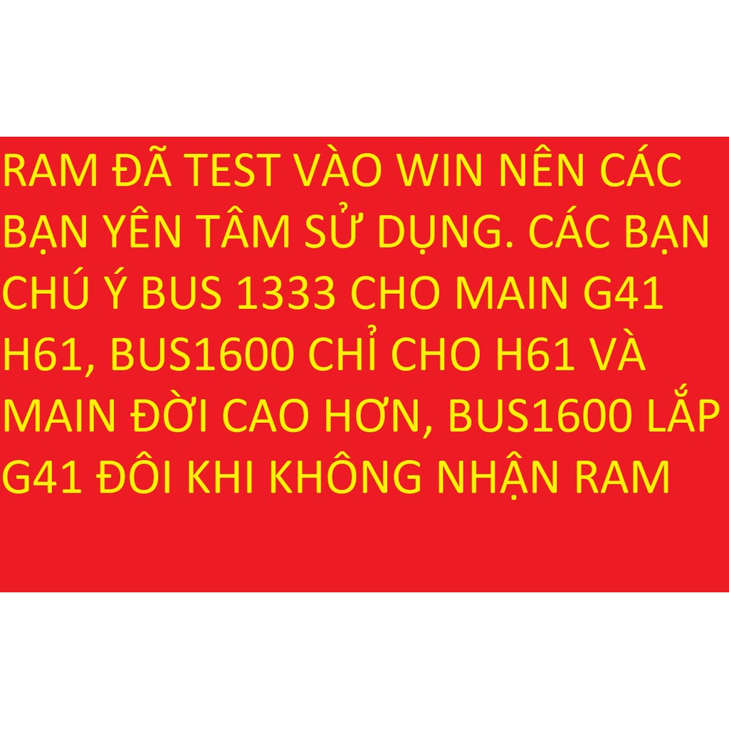 Ram 2Gb Ddr3 bus 1333 kẹp tản test ok