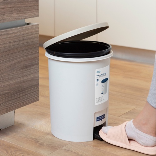 Thùng rác loại đạp tròn 6L, 12L  (có lõi) , kháng khuẩn khử mùi, ngăn mùi hôi, vi khuẩn - Giao màu ngẫu nhiên