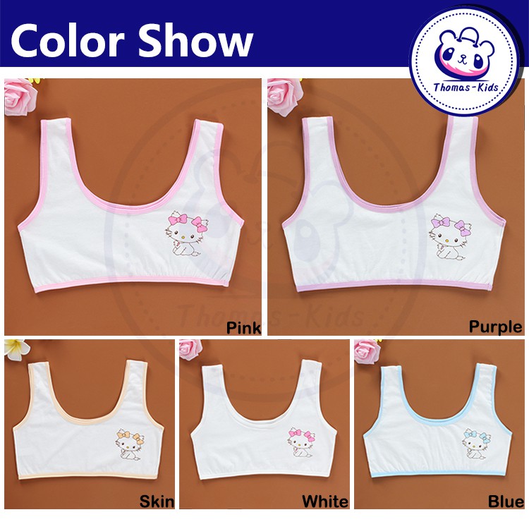 Áo ngực thoáng khí in họa tiết mèo dễ thương cho bé gái