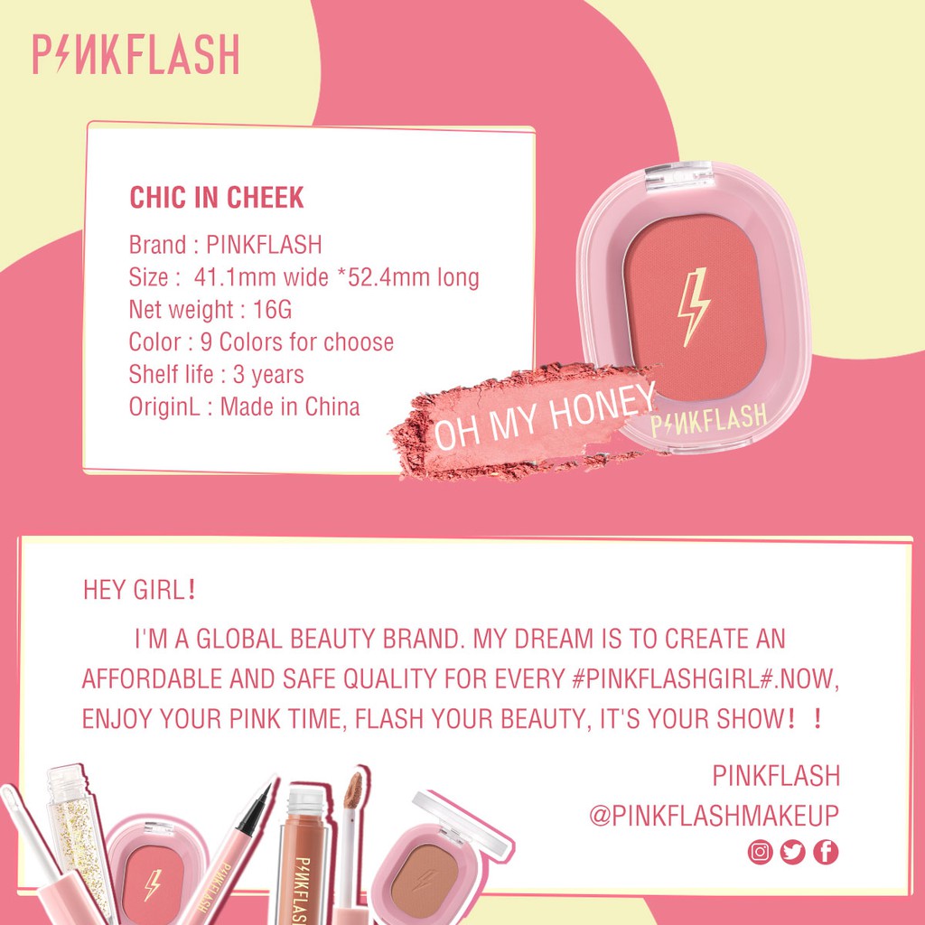 Phấn má hồng PINKFLASH trang điểm tự nhiên Phấn má natural face blush