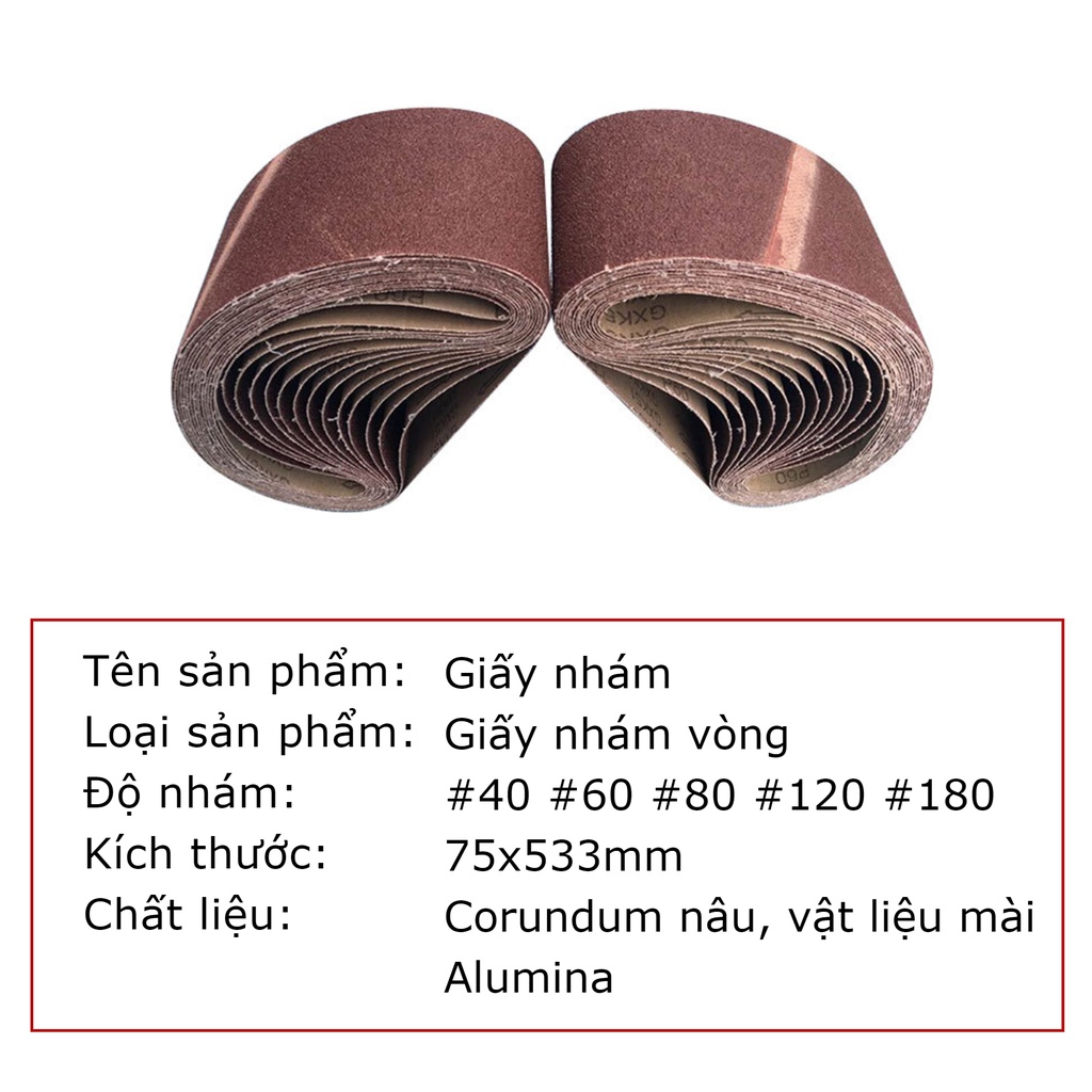 Giấy nhám vòng 75x533 mm đánh bóng gỗ, kim loại nhiều độ nhám