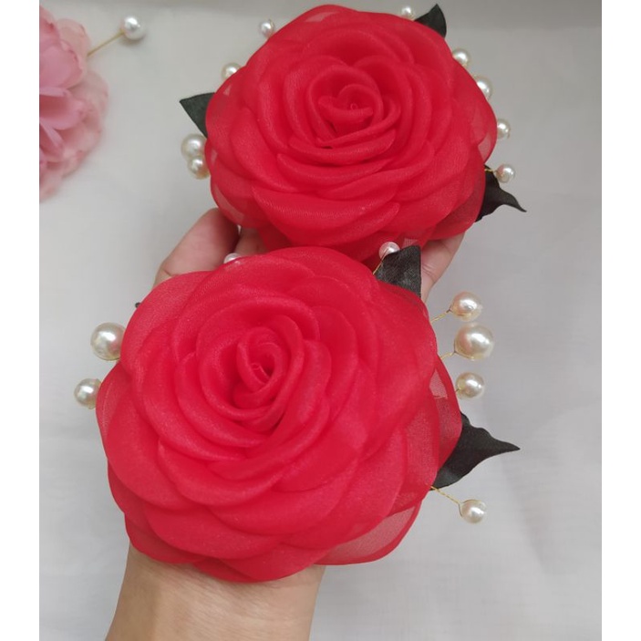 Hoa hồng cài áo handmade Joli màu đỏ
