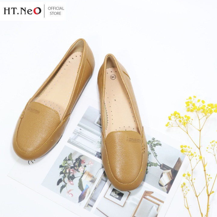 Giày mọi nữ - Giày búp bê nữ HT.NEO da bò thật ,kiểu dáng đơn giản ,sang trọng ,đi êm ,mềm thoải mái GM01
