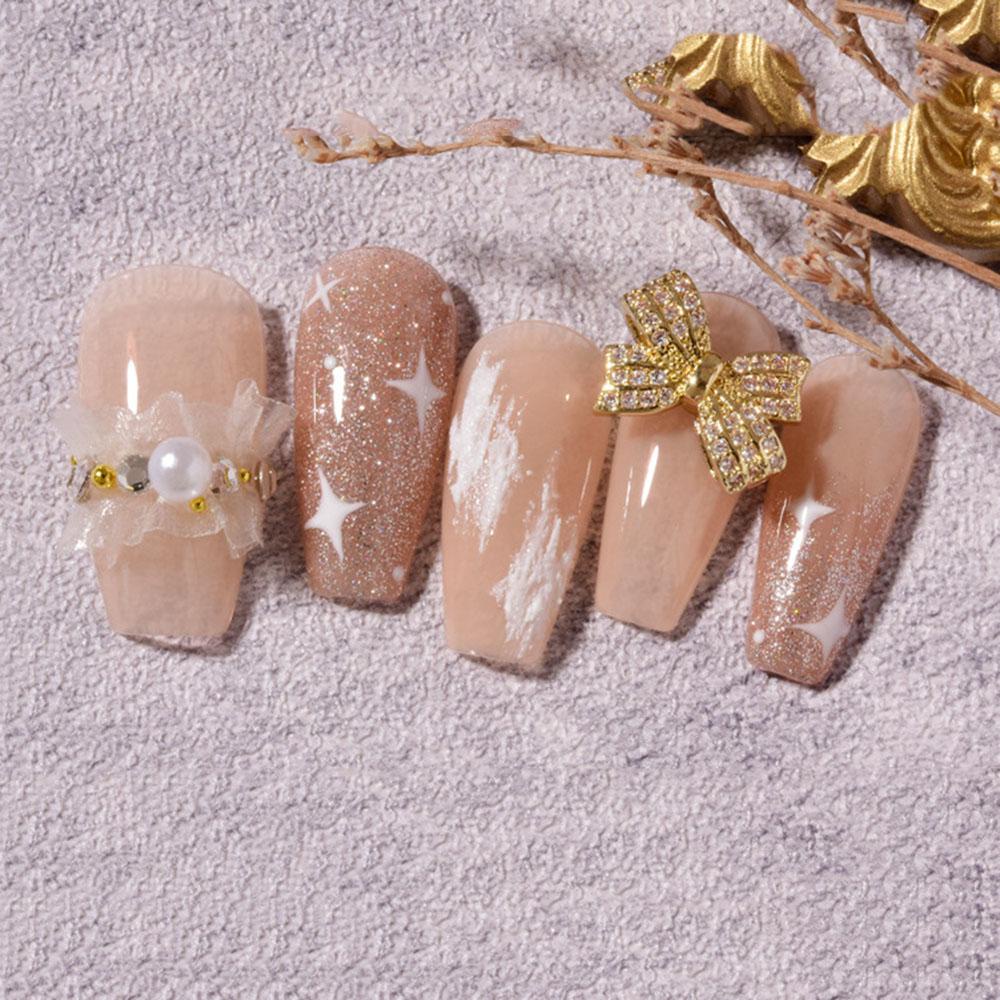 Phụ Kiện Trang Trí Móng Tay 3D Hình Nơ Bằng Kim Loại Sang Trọng DIY