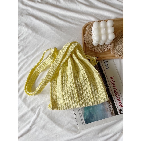 TÚI DÂY RÚT TRƠN ĐAN LEN HANDMADE