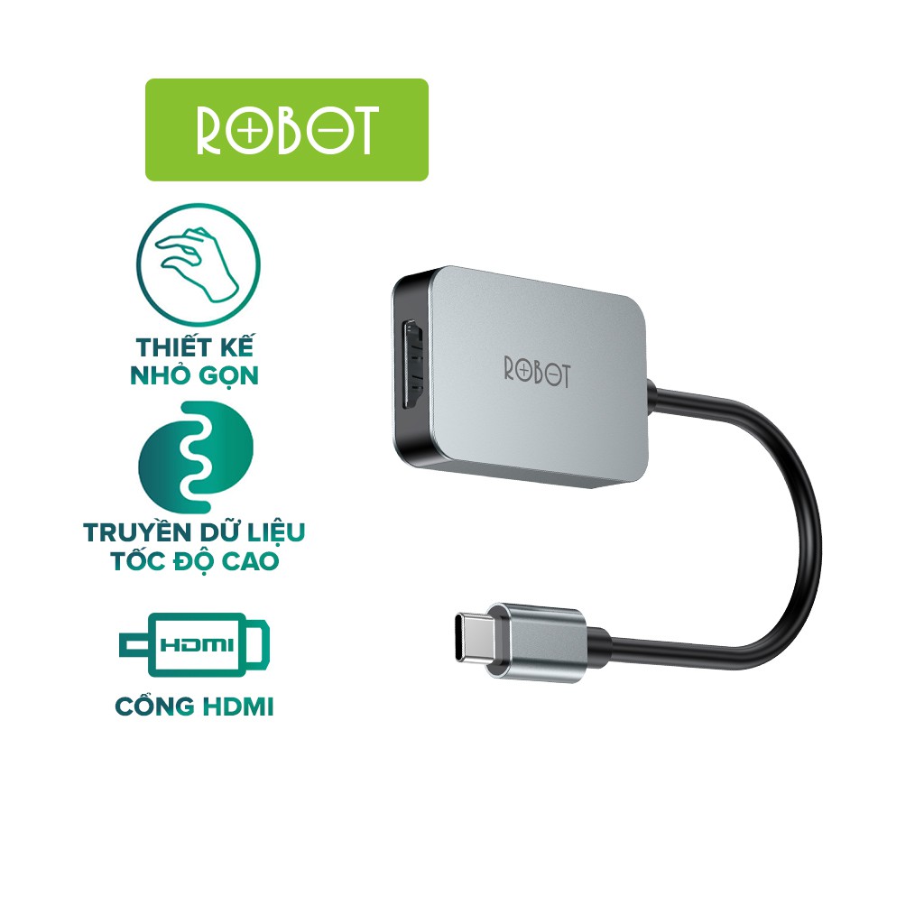 HUB Chuyển Đổi Cổng Type-C Sang Cổng HDMI ROBOT HT100 - Bảo Hành 12 Tháng