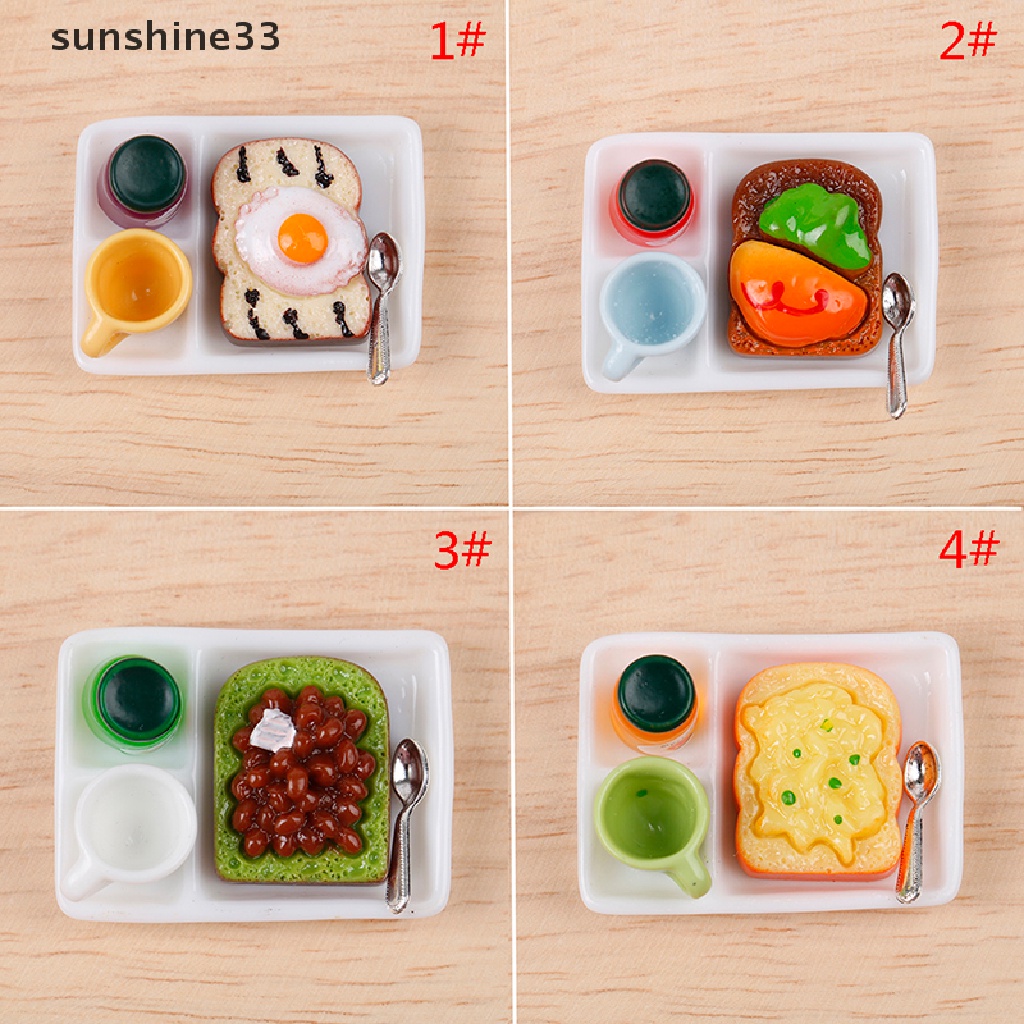 Set mô hình bánh mì mứt/ đĩa ăn/ muỗng/ cốc trang trí nhà búp bê