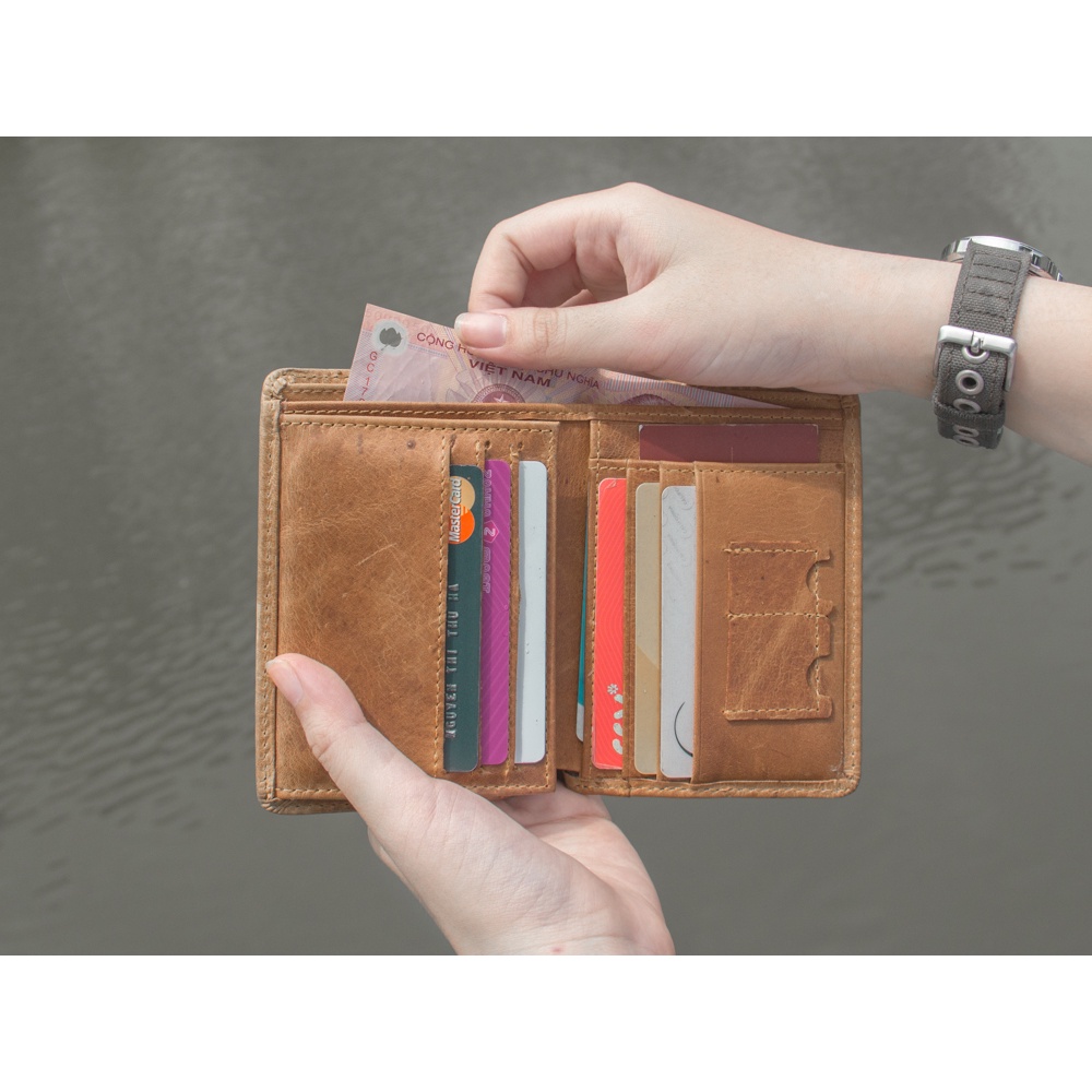 Ví da đứng Laffy Handcrafted Wallet HAVIAS Vàng Bò