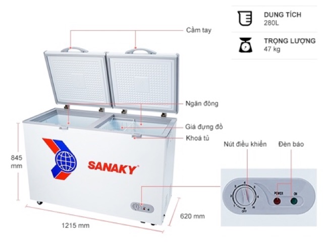 Tủ đông Sanaky VH-365A2 270Lit (Miễn phí giao tại HCM-ngoài tỉnh liên hệ shop)