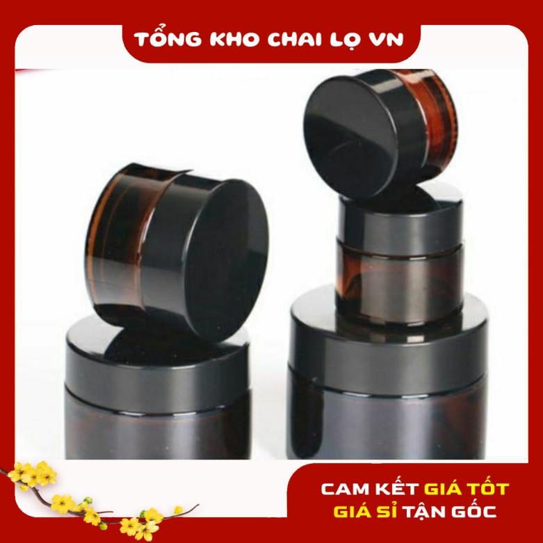 [SIÊU RẺ] Hủ Đựng Kem ❤ Hũ Chiết Kem Thủy Tinh Nâu 10g chiết mỹ phẩm , phụ kiện du lịch