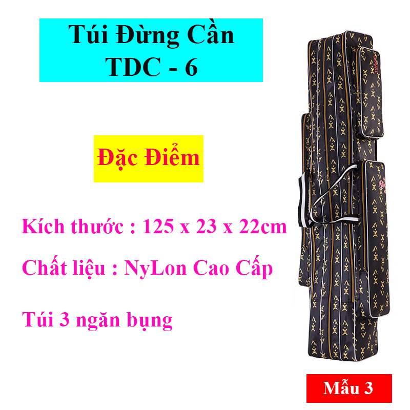 [Mã FAMAYMA2 giảm 10K đơn 50K] Túi Đựng Cần Câu Rằn Ri Chống Thấm Nước Siêu Bền 2-3 Ngăn Tiện Dụng TDC-6